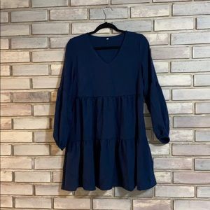 Long sleeve navy summer tunic dress | Medium